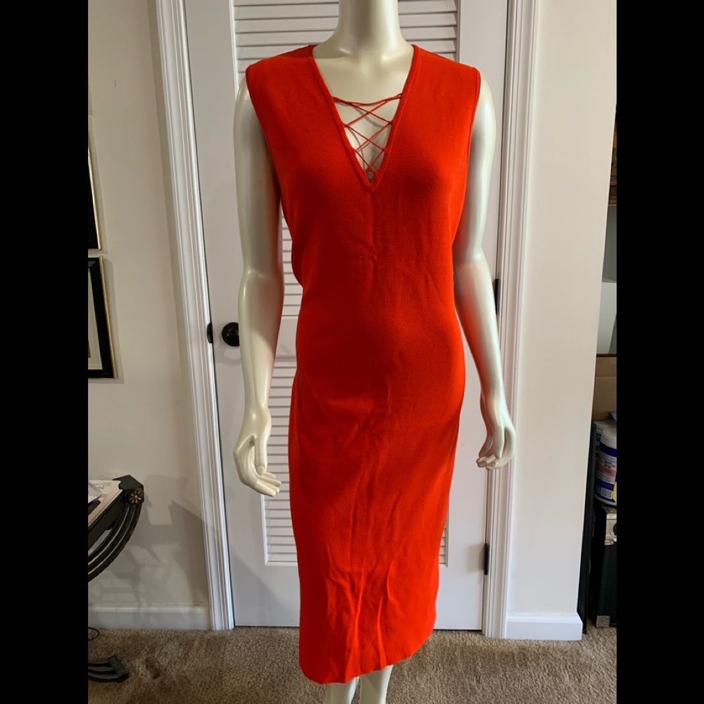 New York and Company Knit Dress orange red